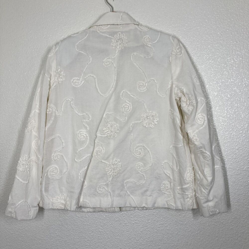 SIMONTON Says Jacket Womens Small White Cotton Floral Embroidered Boho Textured - Picture 6 of 16